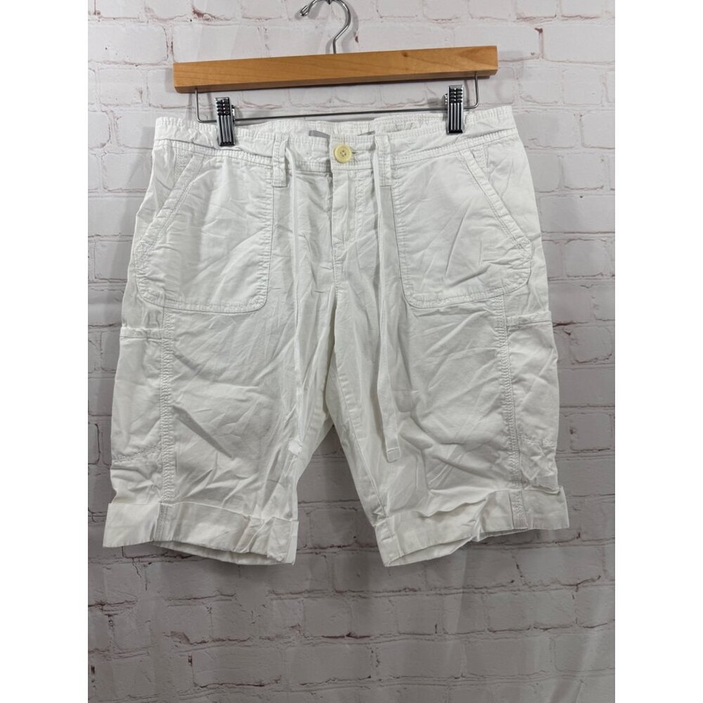 Old Navy Shorts Womens Size 6 White Low Rise Drawstring Waist Cuffed Hem (READ)
